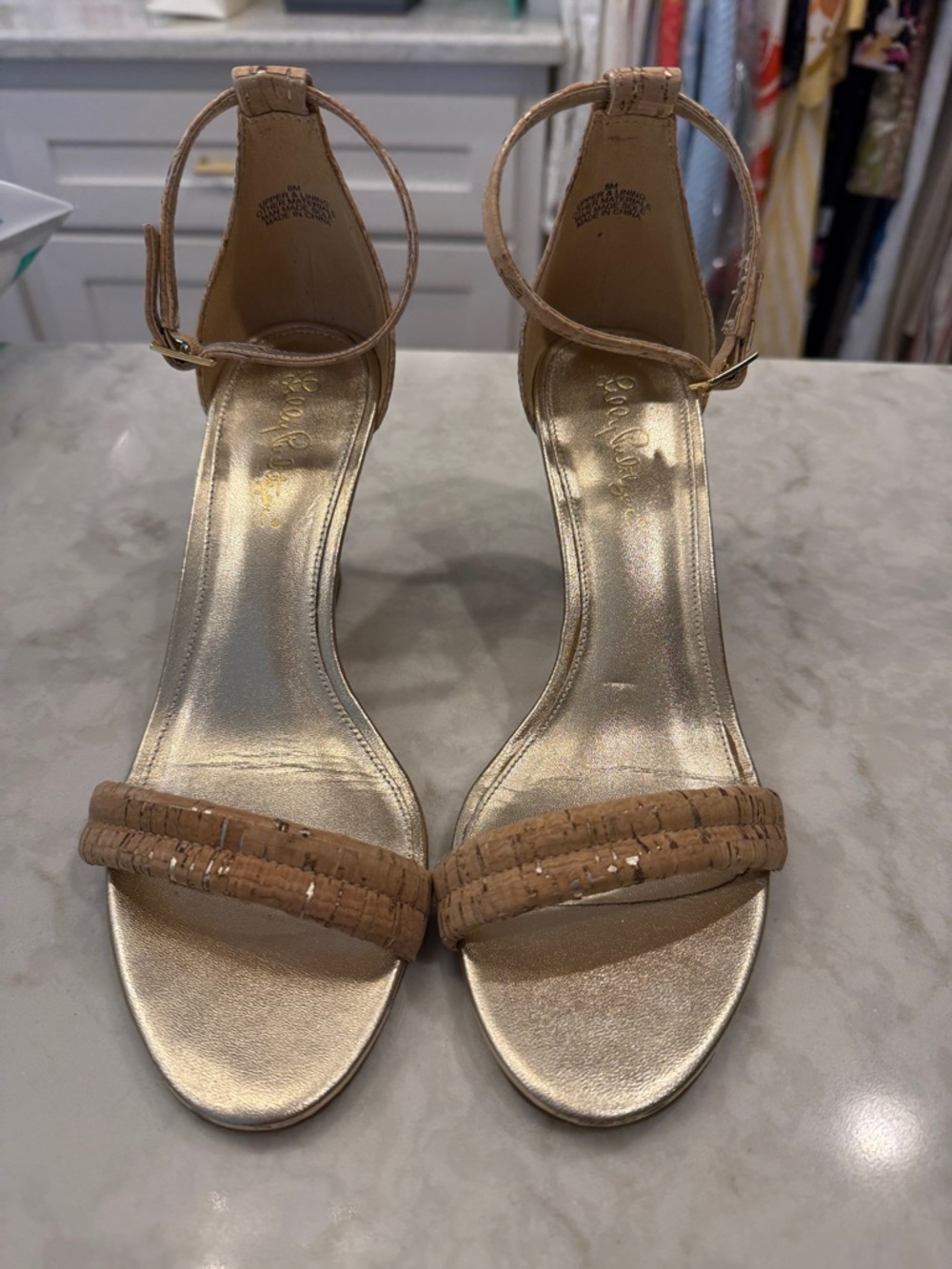 Lilly Pulitzer Jenna cork wedge, size 8